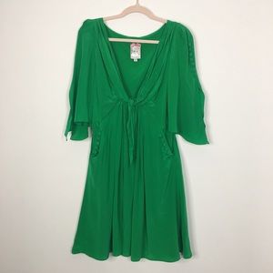 Yoana Baraschi Anthro Tie Front Green Silk Dress 8